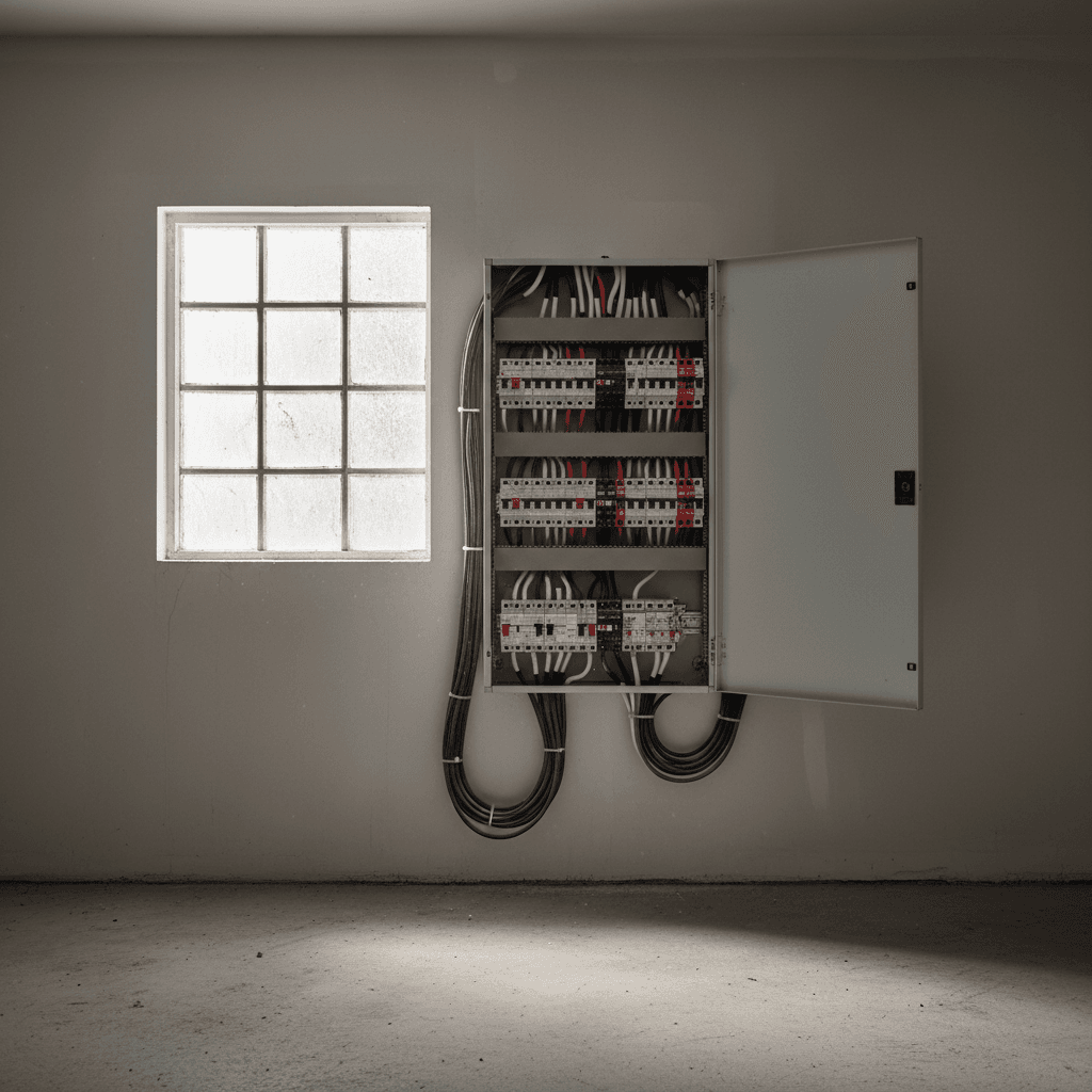 Finished electrical panel with labeled breakers in a Sherman home