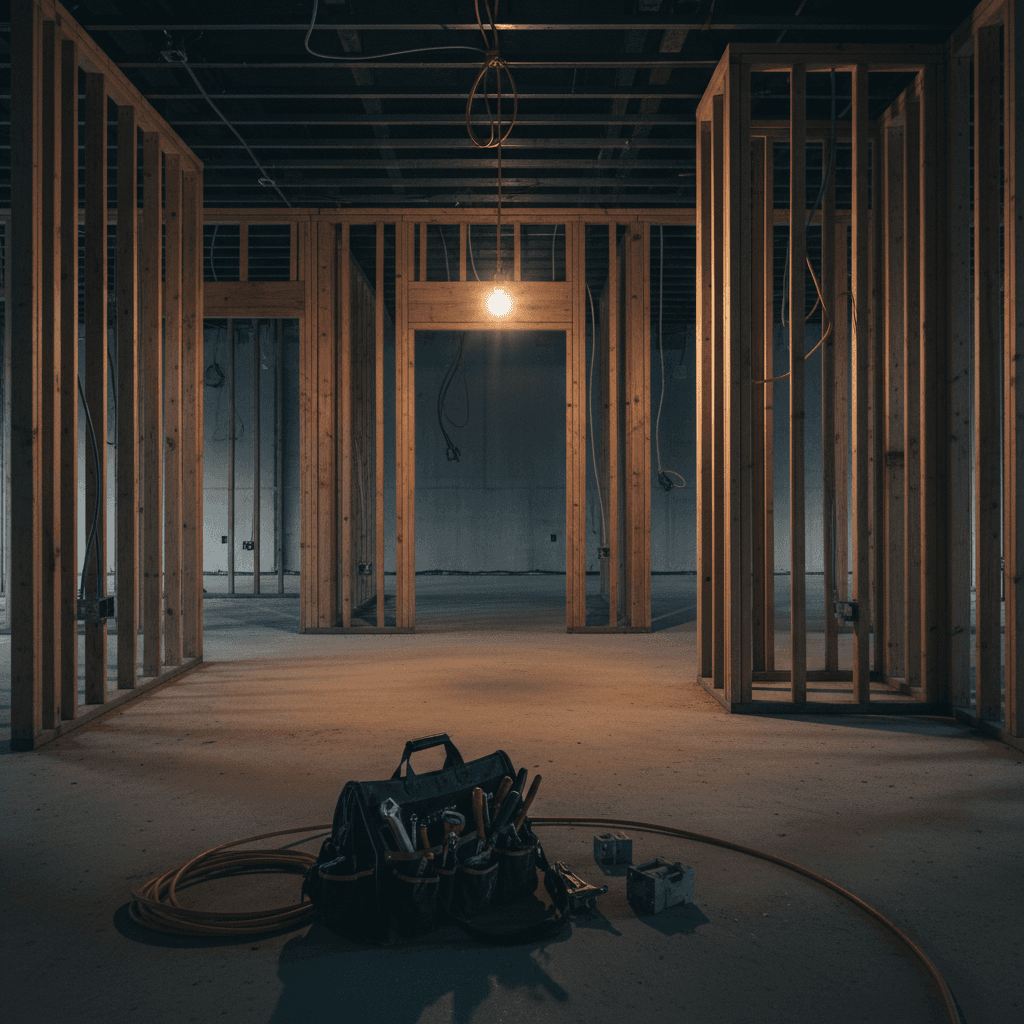 Rough-in electrical work in a Sherman new build