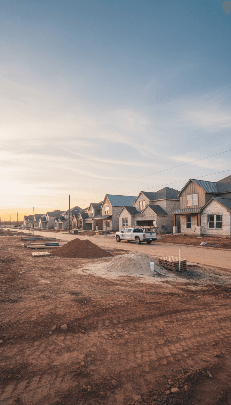 New construction homes in a north Texas neighborhood