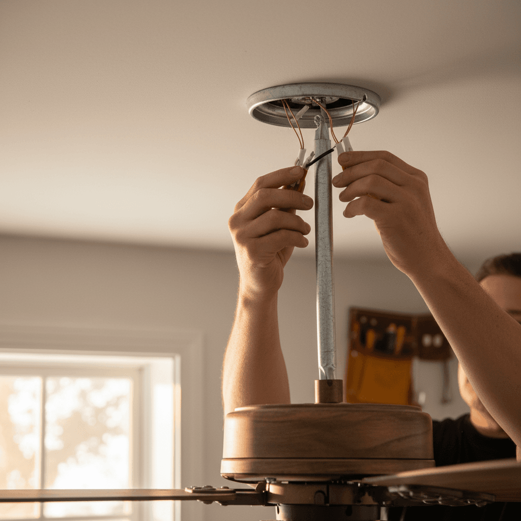 Ceiling fan installation in a Sherman bedroom