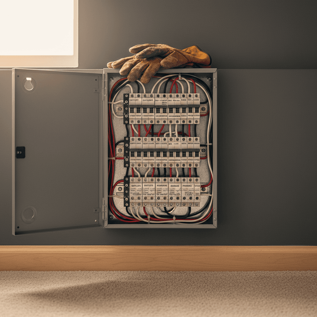 Completed breaker panel in a Pottsboro remodel