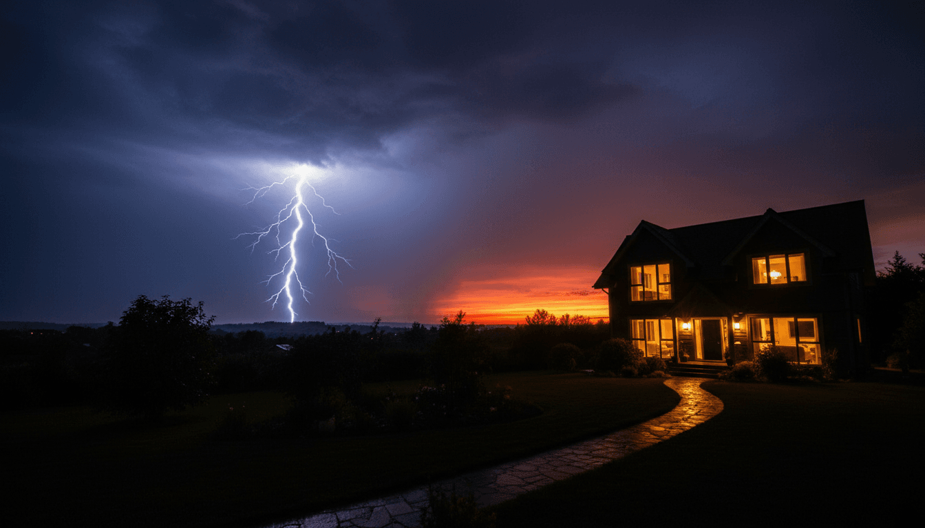 Lightning strike near a home