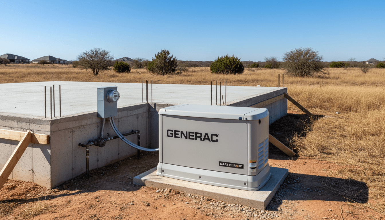 Whole-home standby generator installed at a residential property in Grayson County, Texas
