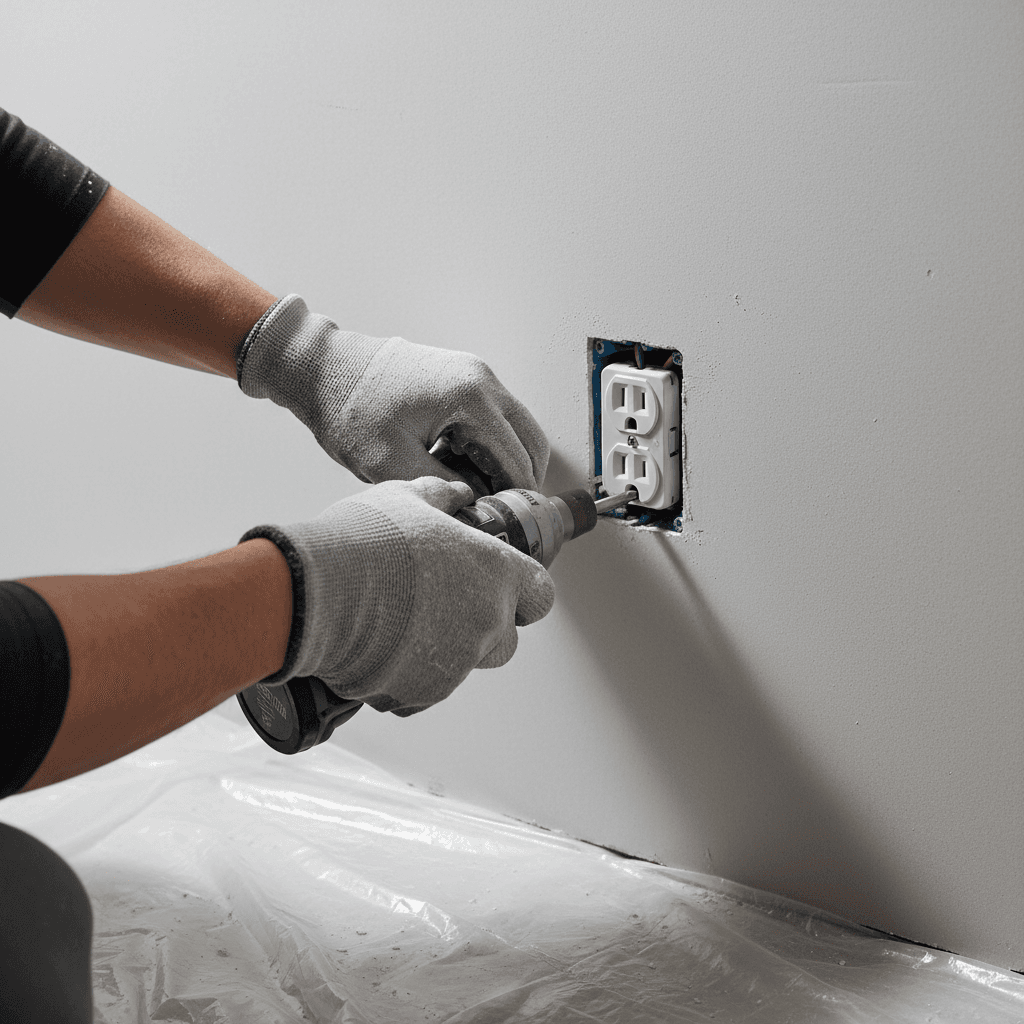 Electrician installing an outlet in Whitesboro